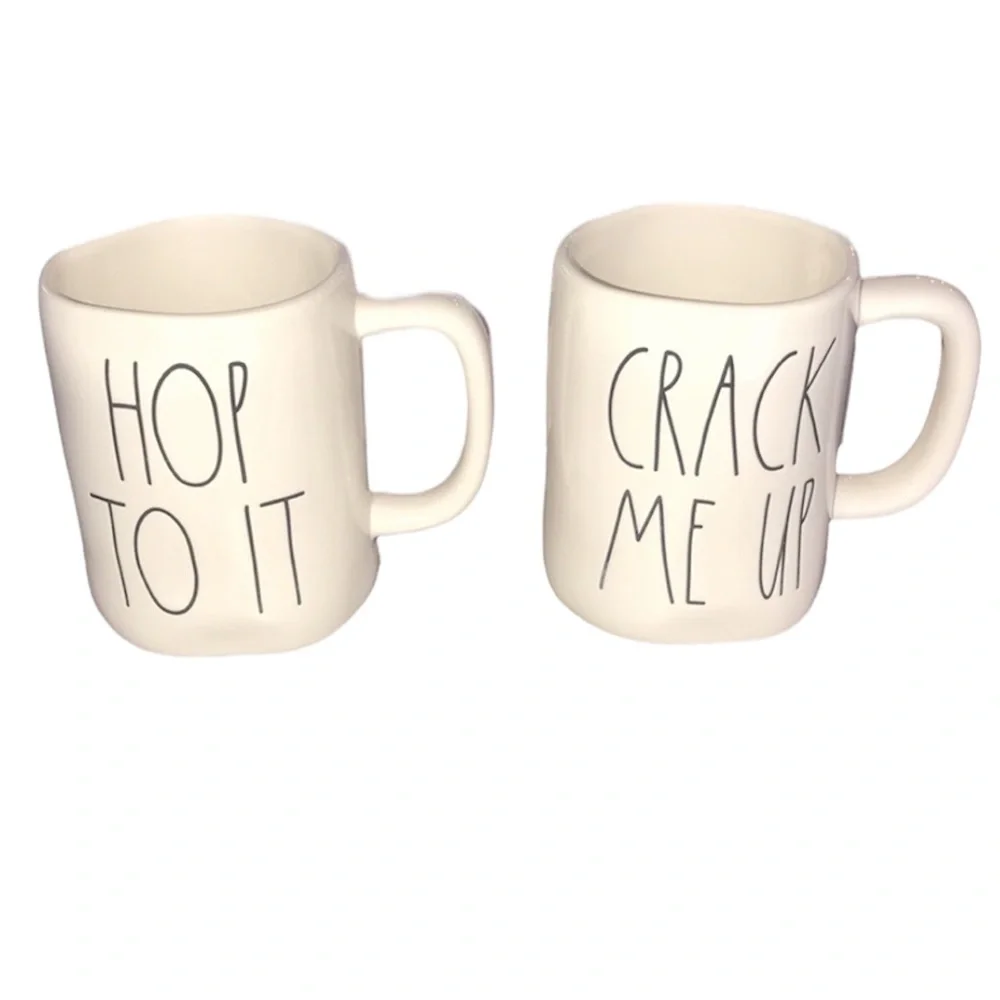 Rae Dunn Hop To It Crack Me Up 2 Pack Mugs Easter NEW in Box